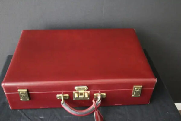 Valise Hermès en cuir rouge