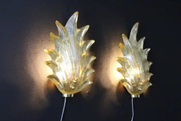 Appliques en verre de Murano doré