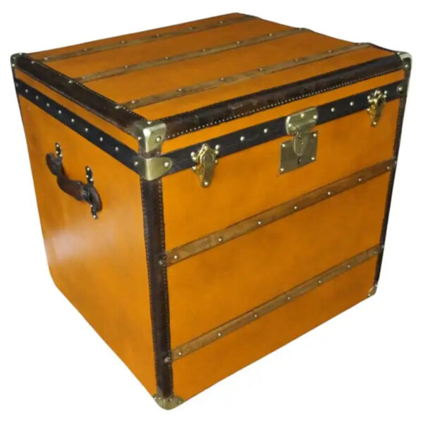 malle Moynat orange en toile et cuir 1910