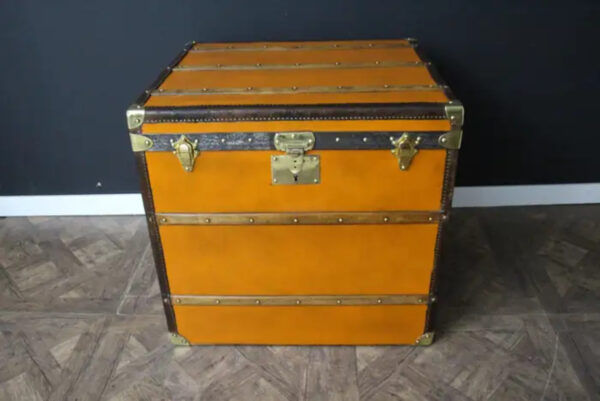 malle Moynat orange en toile et cuir