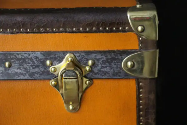 malle Moynat orange en toile et cuir