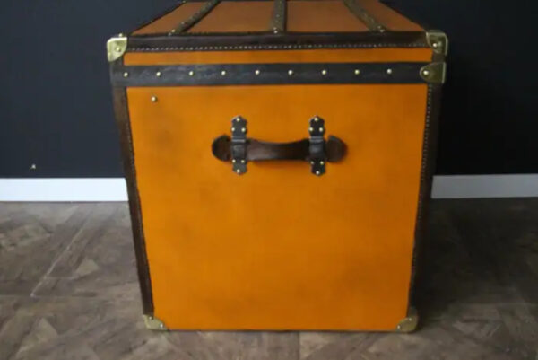 malle Moynat orange en toile et cuir