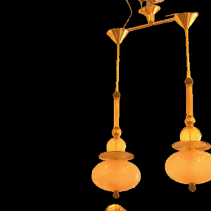 Suspension en verre de Murano rose, jaune et noir