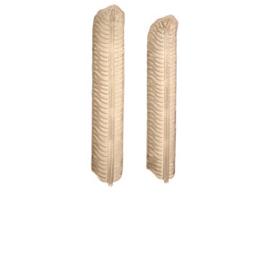 Paire de longues appliques en Verre de Murano Blanc en Forme de Plume