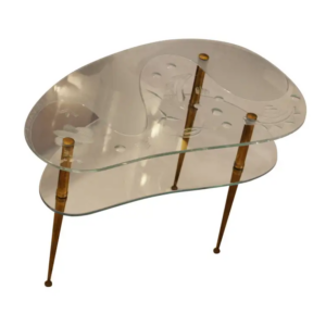 Table basse en verre clair gravé année 50