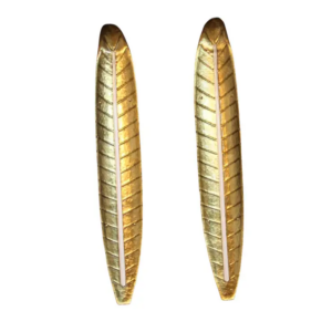 Paire de longues appliques en verre de Murano doré style Barovier