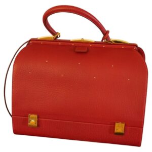 Sac mallette Hermes cuir rouge à bandoulière