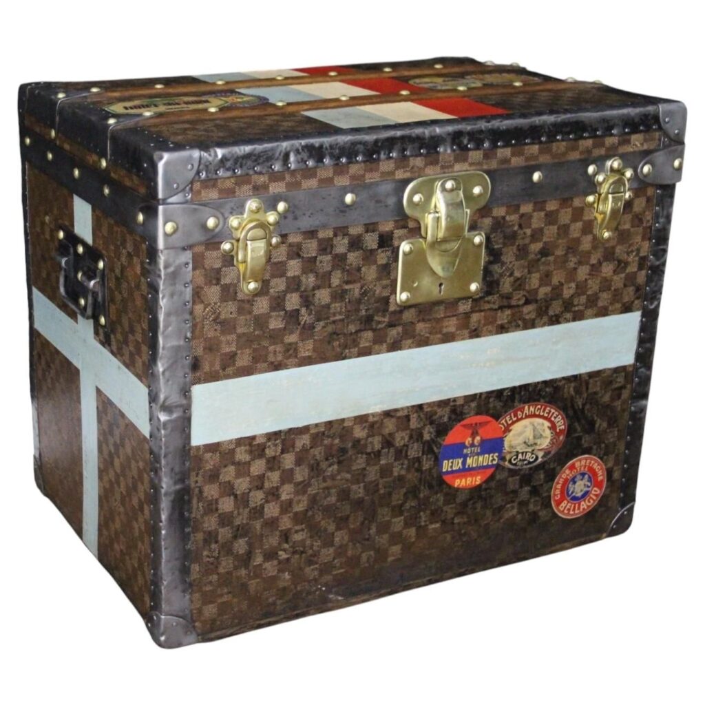 Malle Louis Vuitton à chapeaux en toile à damiers 60 cm