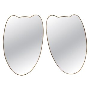 Miroir mural en laiton aux formes modernistes des années 1950, style Gio Ponti