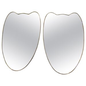 Miroir mural en laiton aux formes modernistes des années 1950, style Gio Ponti