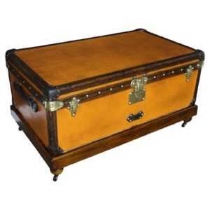 Malle Louis Vuitton cabine en toile orangedes années 1900, 90 cm