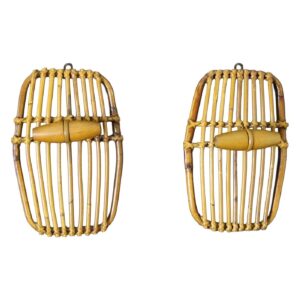 Porte-manteau en rotin et bambou, style Franco Albini, Italie, années 1960